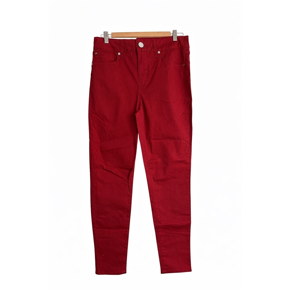Seven7 High-Rise Skinny Jeans with Booty Shaper Size 8 NWT Red Dahlia MSRP $69